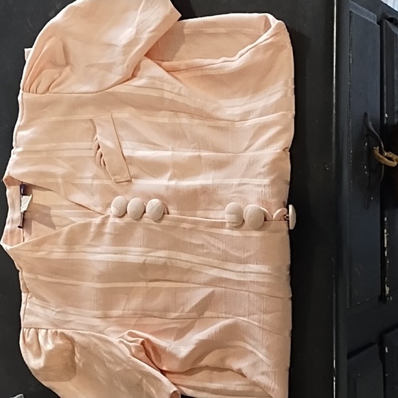 Women Light pink Career Suit Dress APRIL RAIN Pleated big buttons - Picture 9 of 9